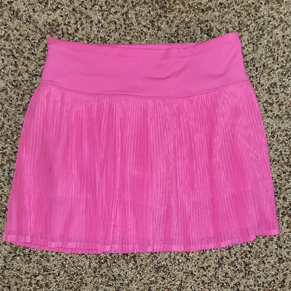 Ibkul Pink Pleated Mini Exercise Skirt, Size Large